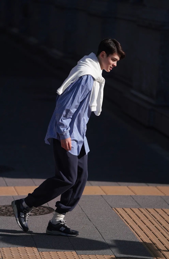 CITYBOY 日系条纹衬衫男宽松休闲长袖衬衣