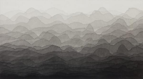 金敏贞，《山》，纸本墨水，2009年